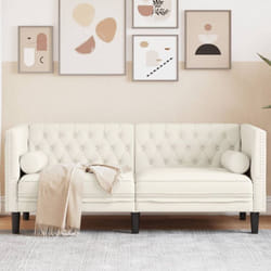 Divano Chesterfield con Rinforzi 2 Posti Crema in Velluto Vidaxl 201584