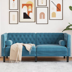 Vidaxl - Divano Chesterfield con Rinforzi 2 Posti Blu in Velluto 358744
