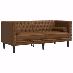 vidaXL Divano Chesterfield con Rinforzi 2 Posti Marrone in Scamosciato - Vista aggiuntiva 2