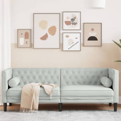 Vidaxl - Divano Chesterfield con Rinforzi 3 Posti Grigio Chiaro Velluto