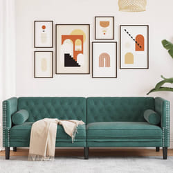 vidaXL Divano Chesterfield con Rinforzi 3 Posti Verde Scuro in Velluto