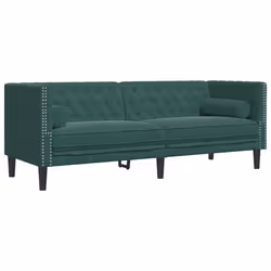 vidaXL Divano Chesterfield con Rinforzi 3 Posti Verde Scuro in Velluto - Vista aggiuntiva 2