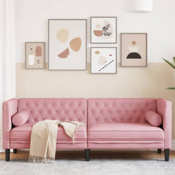 Divano Chesterfield con Rinforzi a 3 Posti Rosa in Velluto Vidaxl 897677