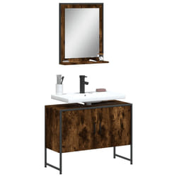 vidaXL Set Mobili da Bagno 2 pz Rovere Fumo in Legno Multistrato