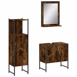 Set Mobili da Bagno 3 pz Rovere Fumo in Legno Multistratocod mxl 92053 - Vista aggiuntiva 2