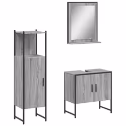 Set Mobili da Bagno 3 pz Grigio Sonoma in Legno Multistratocod mxl 115215 - Vista aggiuntiva 2