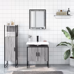 Set Mobili da Bagno 3 pz Grigio Sonoma in Legno Multistratocod mxl 115215 - Vista aggiuntiva 3