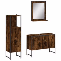 Set Mobili da Bagno 3 pz Rovere Fumo in Legno Multistratocod mxl 117103 - Vista aggiuntiva 2