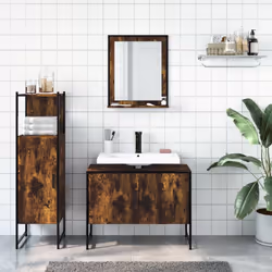 Set Mobili da Bagno 3 pz Rovere Fumo in Legno Multistratocod mxl 117103 - Vista aggiuntiva 3