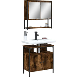Set Mobili da Bagno 2 pz Rovere Fumo in Legno Multistrato - Vidaxl