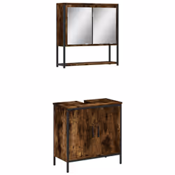 Set Mobili da Bagno 2 pz Rovere Fumo in Legno Multistratocod mxl 91508 - Vista aggiuntiva 2