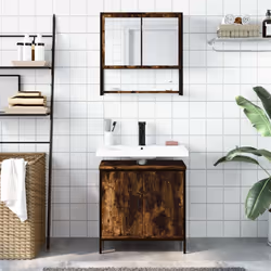 Set Mobili da Bagno 2 pz Rovere Fumo in Legno Multistratocod mxl 91508 - Vista aggiuntiva 3