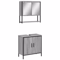Set Mobili da Bagno 2 pz Grigio Sonoma in Legno Multistratocod mxl 115479 - Vista aggiuntiva 2