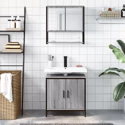 Set Mobili da Bagno 2 pz Grigio Sonoma in Legno Multistratocod mxl 115479 - Vista aggiuntiva 3