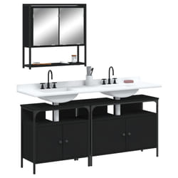 vidaXL Set Mobili da Bagno 3 pz Nero in Legno Multistrato