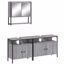 Set Mobili da Bagno 3 pz Grigio Sonoma in Legno Multistratocod mxl 115543 - Vista aggiuntiva 2