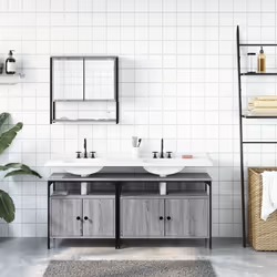 Set Mobili da Bagno 3 pz Grigio Sonoma in Legno Multistratocod mxl 115543 - Vista aggiuntiva 3