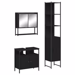 Set Mobili da Bagno 3 pz Nero in Legno Multistratocod mxl 115262 - Vista aggiuntiva 2