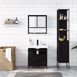 Set Mobili da Bagno 3 pz Nero in Legno Multistratocod mxl 115262 - Vista aggiuntiva 3