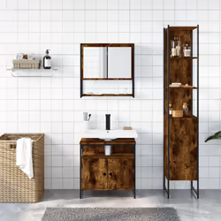 Set Mobili da Bagno 3 pz Rovere Fumo in Legno Multistratocod mxl 115263 - Vista aggiuntiva 3