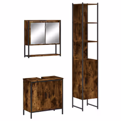 Set Mobili da Bagno 3 pz Rovere Fumo in Legno Multistratocod mxl 115267 - Vista aggiuntiva 2