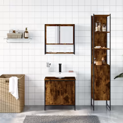Set Mobili da Bagno 3 pz Rovere Fumo in Legno Multistratocod mxl 115267 - Vista aggiuntiva 3