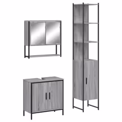 Set Mobili da Bagno 3 pz Grigio Sonoma in Legno Multistratocod mxl 91300 - Vista aggiuntiva 2