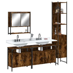 vidaXL Set Mobili da Bagno 4 pz Rovere Fumo in Legno Multistrato