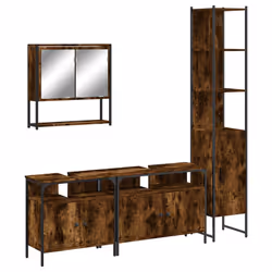 vidaXL Set Mobili da Bagno 4 pz Rovere Fumo in Legno Multistrato - Vista aggiuntiva 2