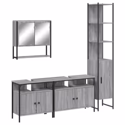 Set Mobili da Bagno 4 pz Grigio Sonoma in Legno Multistratocod mxl 91795 - Vista aggiuntiva 2