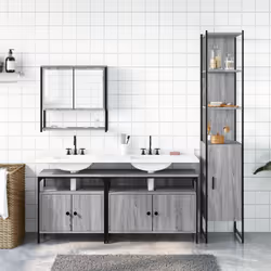 Set Mobili da Bagno 4 pz Grigio Sonoma in Legno Multistratocod mxl 91795 - Vista aggiuntiva 3