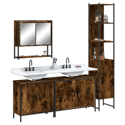 vidaXL Set Mobili da Bagno 4 pz Rovere Fumo in Legno Multistrato