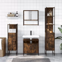 Set Mobili da Bagno 4 pz Rovere Fumo in Legno Multistratocod mxl 115316 - Vista aggiuntiva 3