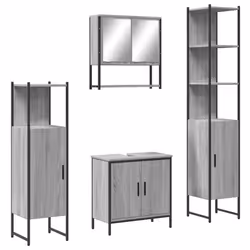 Set Mobili da Bagno 4 pz Grigio Sonoma in Legno Multistratocod mxl 115317 - Vista aggiuntiva 2