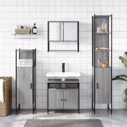 Set Mobili da Bagno 4 pz Grigio Sonoma in Legno Multistratocod mxl 115317 - Vista aggiuntiva 3