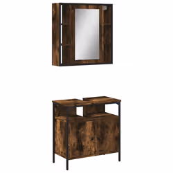 vidaXL Set Mobili da Bagno 2 pz Rovere Fumo in Legno Multistrato - Vista aggiuntiva 2