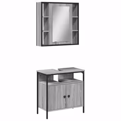 Set Mobili da Bagno 2 pz Grigio Sonoma in Legno Multistratocod mxl 115265 - Vista aggiuntiva 2