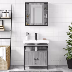 Set Mobili da Bagno 2 pz Grigio Sonoma in Legno Multistratocod mxl 115265 - Vista aggiuntiva 3