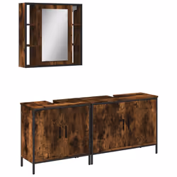 Set Mobili da Bagno 3 pz Rovere Fumo in Legno Multistratocod mxl 115329 - Vista aggiuntiva 2