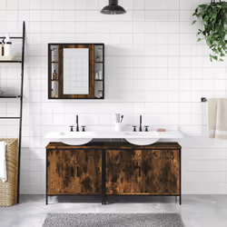 Set Mobili da Bagno 3 pz Rovere Fumo in Legno Multistratocod mxl 115329 - Vista aggiuntiva 3