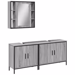 Set Mobili da Bagno 3 pz Grigio Sonoma in Legno Multistratocod mxl 92078 - Vista aggiuntiva 2