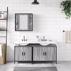 Set Mobili da Bagno 3 pz Grigio Sonoma in Legno Multistratocod mxl 92078 - Vista aggiuntiva 3