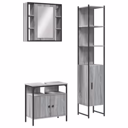 Set Mobili da Bagno 3 pz Grigio Sonoma in Legno Multistratocod mxl 91361 - Vista aggiuntiva 2