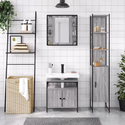 Set Mobili da Bagno 3 pz Grigio Sonoma in Legno Multistratocod mxl 91361 - Vista aggiuntiva 3