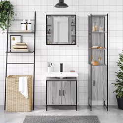 vidaXL Set Mobili da Bagno 3 pz Grigio Sonoma in Legno Multistrato - Vista aggiuntiva 3