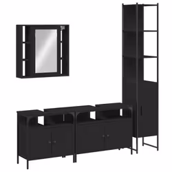 Set Mobili da Bagno 4 pz Nero in Legno Multistratocod mxl 117020 - Vista aggiuntiva 2