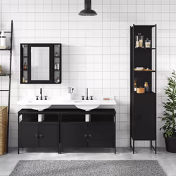 Set Mobili da Bagno 4 pz Nero in Legno Multistratocod mxl 117020 - Vista aggiuntiva 3