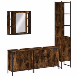 Set Mobili da Bagno 4 pz Rovere Fumo in Legno Multistratocod mxl 91360 - Vista aggiuntiva 2