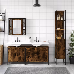 Set Mobili da Bagno 4 pz Rovere Fumo in Legno Multistratocod mxl 91360 - Vista aggiuntiva 3