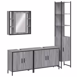 Set Mobili da Bagno 4 pz Grigio Sonoma in Legno Multistratocod mxl 115766 - Vista aggiuntiva 2